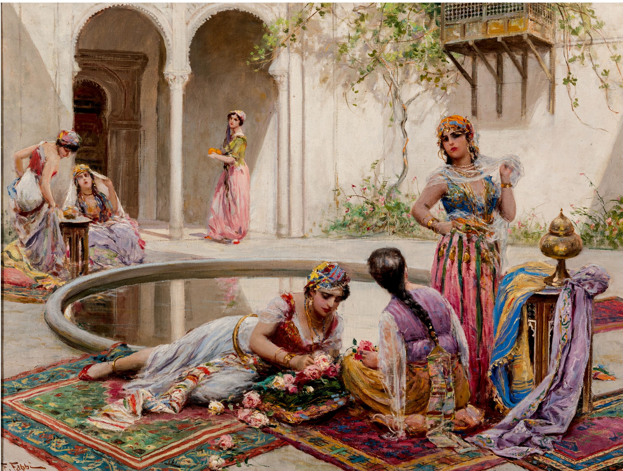 60X100 Havuz başı Cariye Osmanlı Türk Hamamı Digital baskı pano