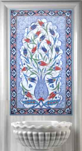 60x100 Cm Lalezar İznik Desenli Kütahya Çini Pano