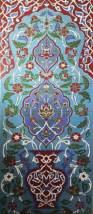 80x180 Çiçek desenli Zeminli Türk Hamamı Dijital Baskı Pano