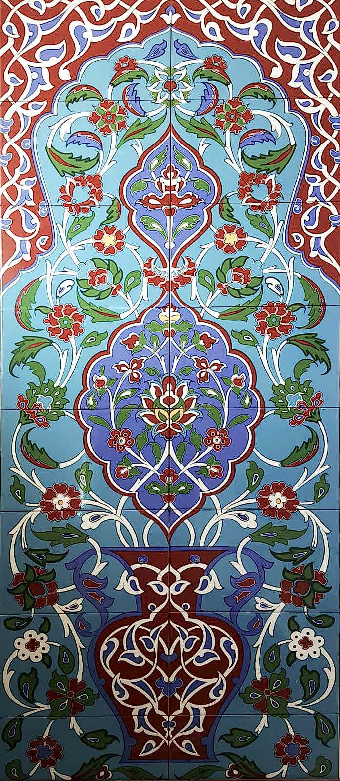 80x180 Çiçek desenli Zeminli Türk Hamamı Dijital Baskı Pano