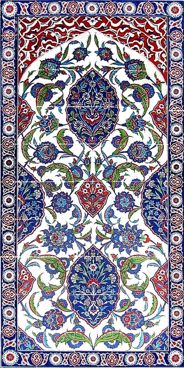 100x200 Cm ED 660 Göbekli Madalyon Desenli El dekoru Çini Pano