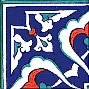 10x10 cm KSK 41 Kütahya İznik Rumi Çini Bordür Köşe