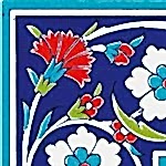10x10 cm KSK 43 Karanfil Desenli Çini Bordür Köşesi