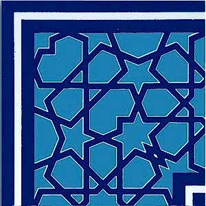 10x10 cm KSK 72 Mavi Türkmen Yıldızı Çini Bordür Köşe