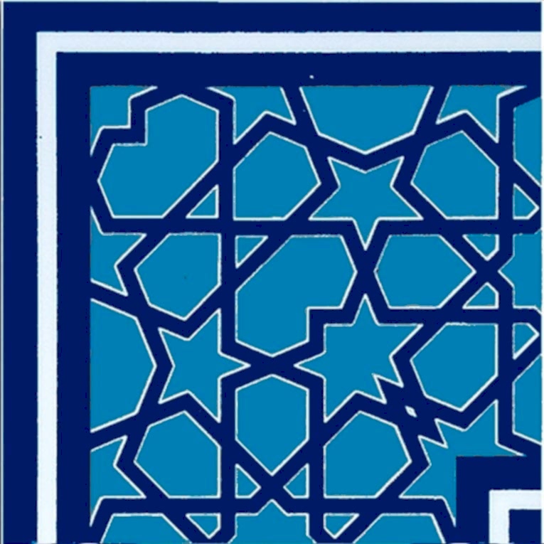 10x10 cm KSK 72 Mavi Türkmen Yıldızı Çini Bordür Köşe