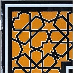 10x10 cm KSK 72 Sarı Türkmen Yıldızı Çini Bordür Köşe