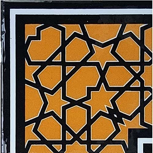 10x10 cm KSK 72 Sarı Türkmen Yıldızı Çini Bordür Köşe