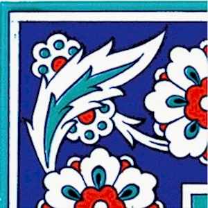 10x10 cm KSK 8 İznik Çiçek Desenli Çini Bordür Köşe