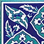 10x10 cm KSK 9 İznik Rumi Desenli Çini Bordür Köşesi