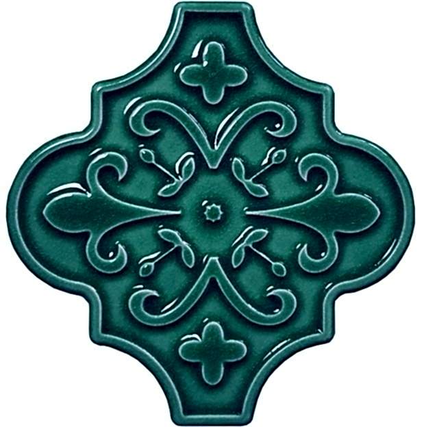 12x12 Ottoman Çiçekli Arabesk Yeşil Çini