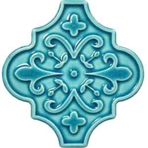 12x12 Ottoman Çiçekli Arabesk Turkuaz Çini