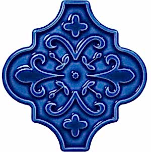 12x12 Ottoman Çiçekli Arabesk Kobalt Çini