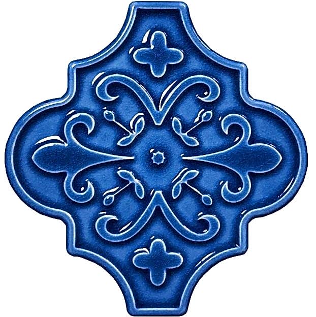 12x12 Ottoman Çiçekli Arabesk Kobalt Çini