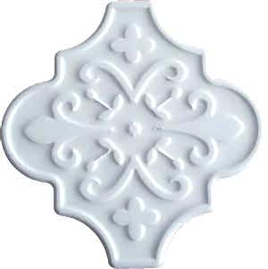 12x12 Ottoman Çiçekli Arabesk Beyaz Çini
