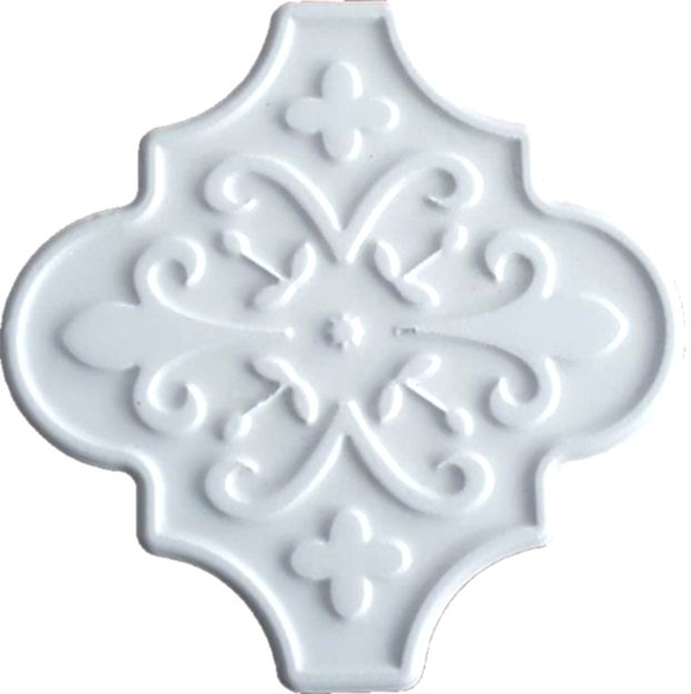 12x12 Ottoman Çiçekli Arabesk Beyaz Çini