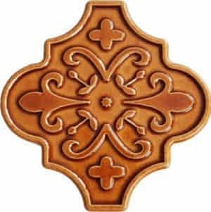 12x12 Ottoman Çiçekli Arabesk Karamel Çini