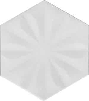 15x17 Cm Çiçekli Beyaz Altıgen Seramik