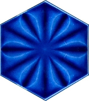 15x17 Cm Çiçekli Kobalt Altıgen Seramik