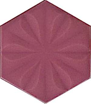 15x17 Cm Çiçekli Koyu Pembe Altıgen Seramik