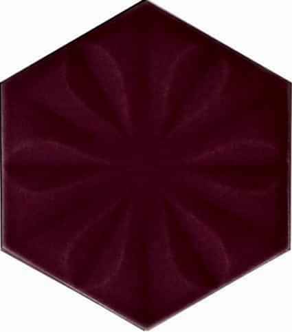 15x17 Cm Çiçekli Koyu Pembe Altıgen Seramik
