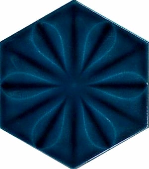 15x17 Cm Çiçekli Petrol mavisi Altıgen Seramik