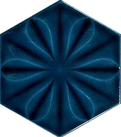 15x17 Cm Çiçekli Petrol mavisi Altıgen Seramik