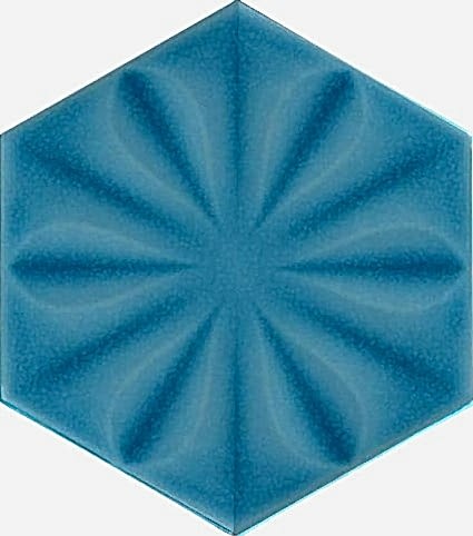 15x17 Cm Çiçekli TurkuazAltıgen Seramik