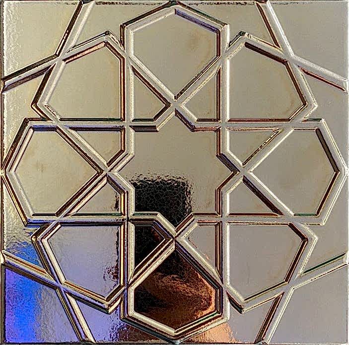 20x20 Cm Rölyefli Bronz Selçuk Yıldızı Deseni Çini Karo
