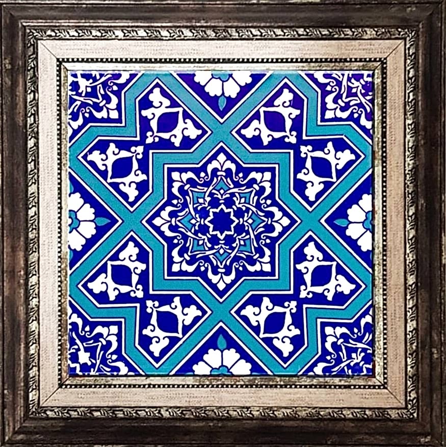 20x20 Cm Ac 12 Selçuk Yıldız Geçme Desenli Çini Karo
