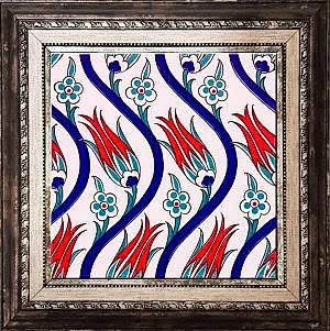 20x20 Cm Ac 20 Sarmaşık Lale Desenli Çini Seramik Karo