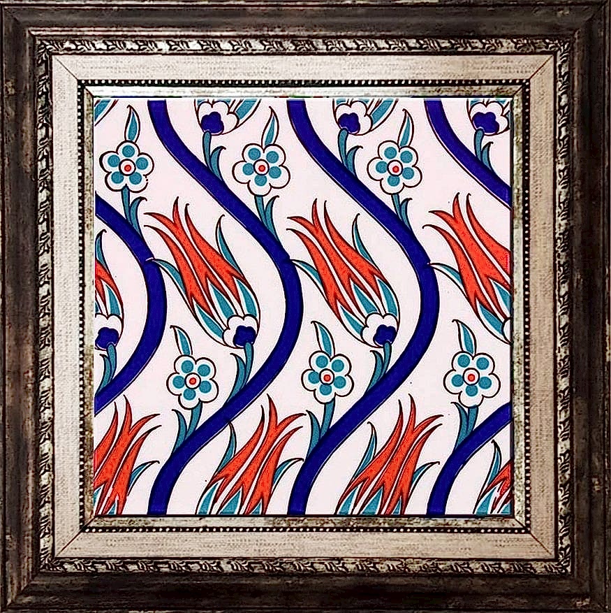 20x20 Cm Ac 20 Sarmaşık Lale Desenli Çini Seramik Karo