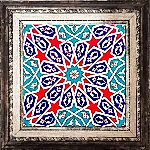 20x20 Cm Ac 28 Geometrik Desenli İznik Kırmızı Çini Karo