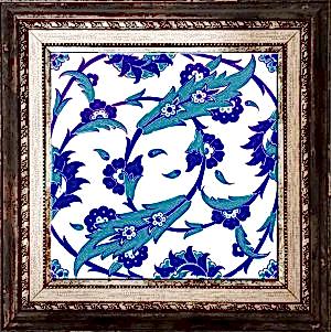 20x20 Cm Ac 32 Selçuklu Mavi Beyaz Kütahya Çini Karo