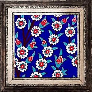 20x20 Cm Ac 60 Kobalt Papatya Kütahya Çini Desenli Karo