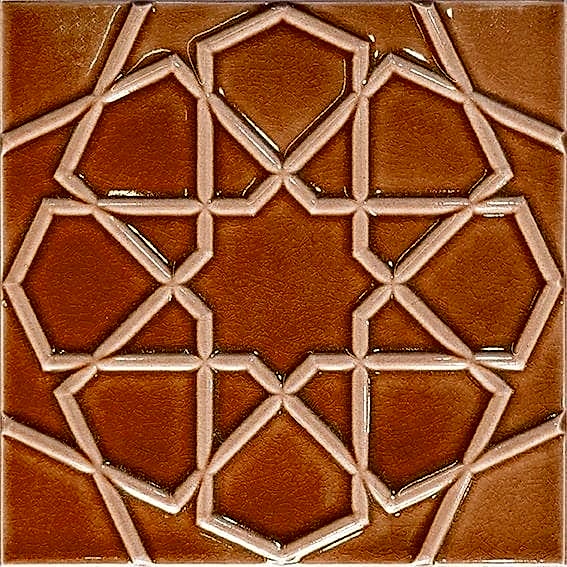 20x20 Cm Rölyefli Karamel Selçuk Yıldızı Deseni Çini Karo