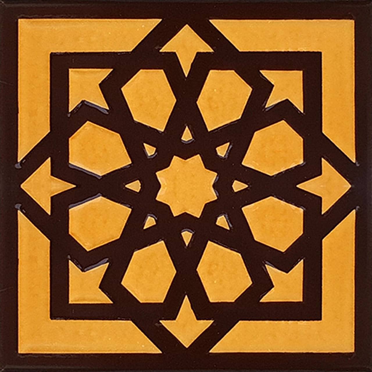20x20 Cm SP 101 Kahve Türk Yıldızı Kütahya İznik Çini Karo