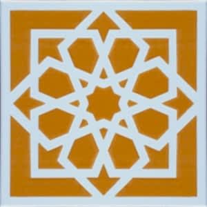 20x20 Cm SP 101 Sarı Türk Yıldızı Kütahya İznik Çini Karo