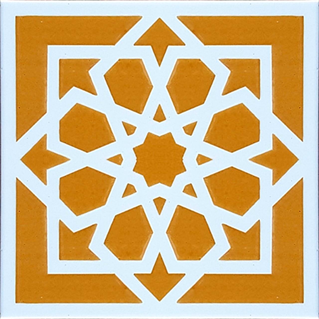 20x20 Cm SP 101 Sarı Türk Yıldızı Kütahya İznik Çini Karo
