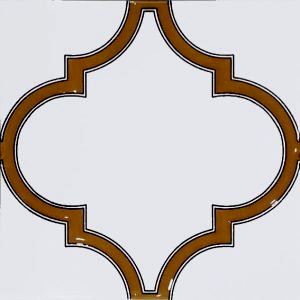 20x20 cm SP 103 Arabesk Sarı Beyaz Desenli Kütahya çini