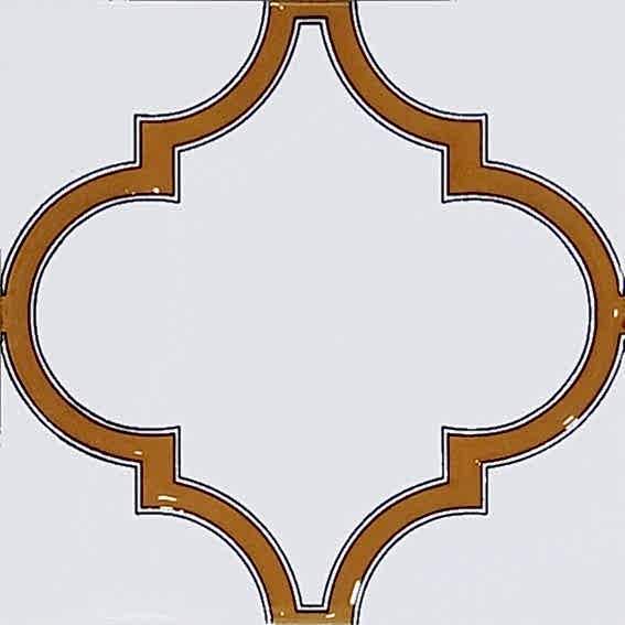 20x20 cm SP 103 Arabesk Sarı Beyaz Desenli Kütahya çini
