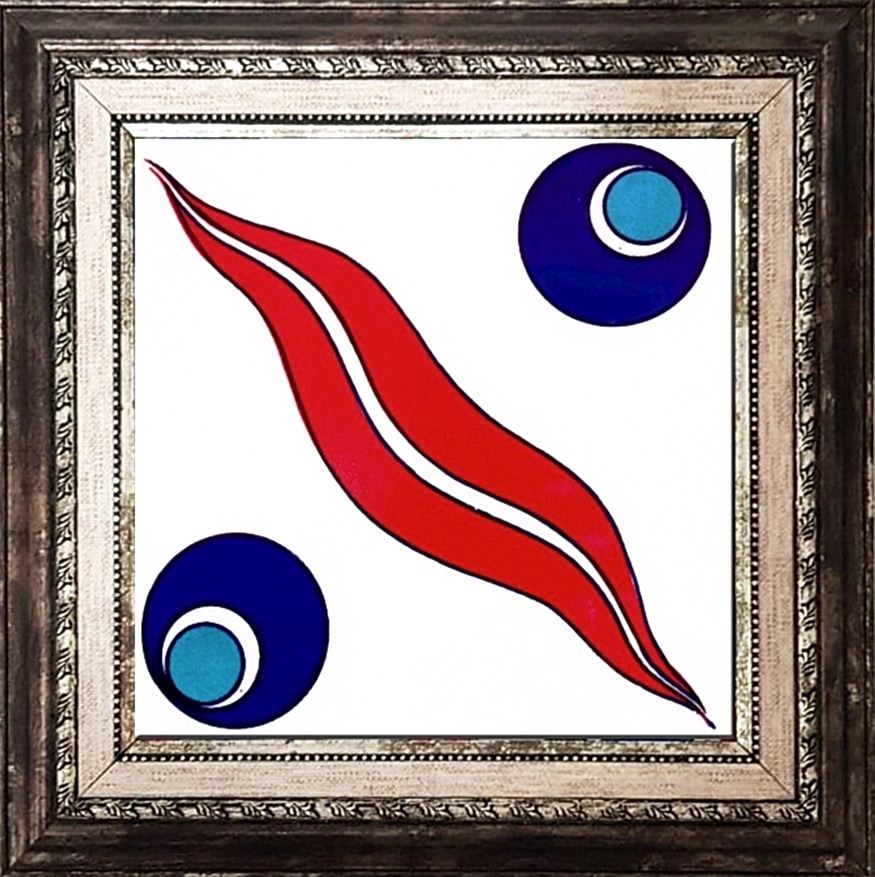 20x20 Cm SP 14 Kütahya Çinisi İznik Desenli Çini Karo