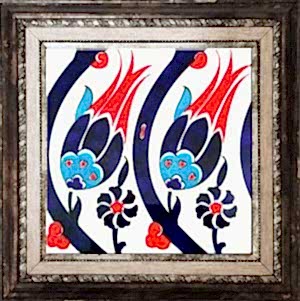 20x20 Cm SP 77 Kütahya Çinisi İznik Lale Desen Çini Karo