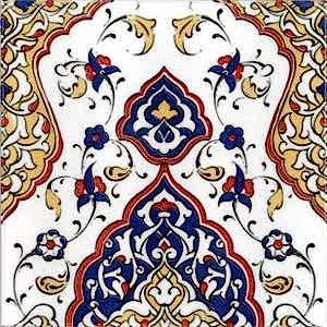 20x20 Cm SP 79 Kütahya Çinisi Osmanlı Desenli Çini Karo