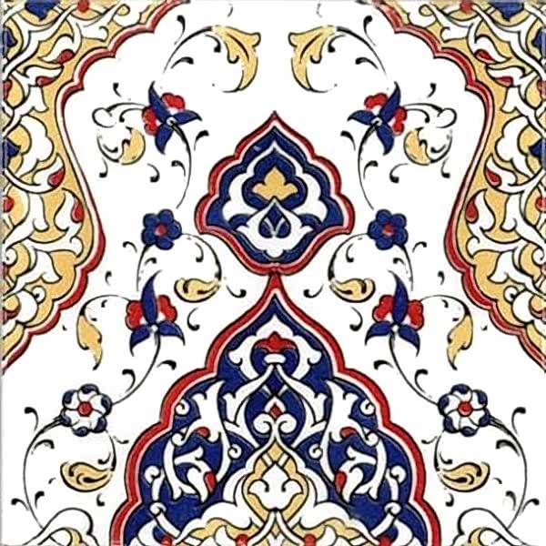 20x20 Cm SP 79 Kütahya Çinisi Osmanlı Desenli Çini Karo