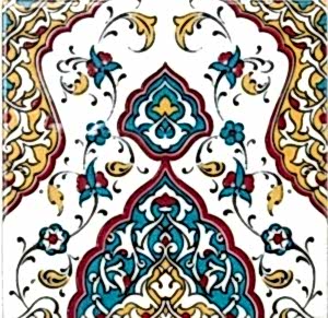 20x20 Cm SP 79 Kütahya Çinisi Osmanlı Desenli Turkuaz  Çini Karo