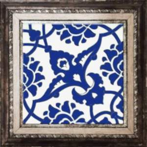 20x20 Cm SP 83 Kobalt Beyaz İznik Rumi Desenli Çini Karo
