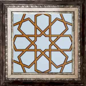 20x20 Cm SP 89-v Sarı Beyaz Türkmen Yıldızı Çini Karo