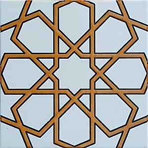 20x20 Cm SP 89-v Sarı Beyaz Türkmen Yıldızı Çini Karo
