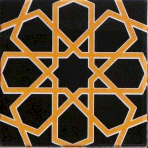 20x20 Cm SP 89-v Sarı Siyah Türkmen Yıldızı Çini Karo