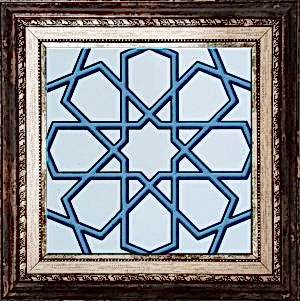 20x20 Cm SP 89-v Turkuaz Beyaz Türkmen Yıldızı Çini Karo